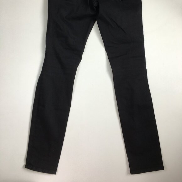 FRAME Denim Le Skinny De Jeanne Film Noir Black Wash Distressed Slim Fit Jeans - Picture 11 of 11